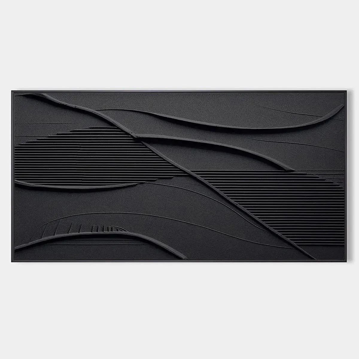 Black Textured Waves – Wabi-Sabi Seascape Oil Painting, view 1