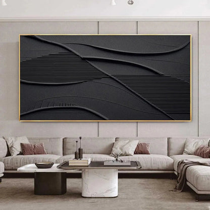 Black Textured Waves – Wabi-Sabi Seascape Oil Painting, view 2