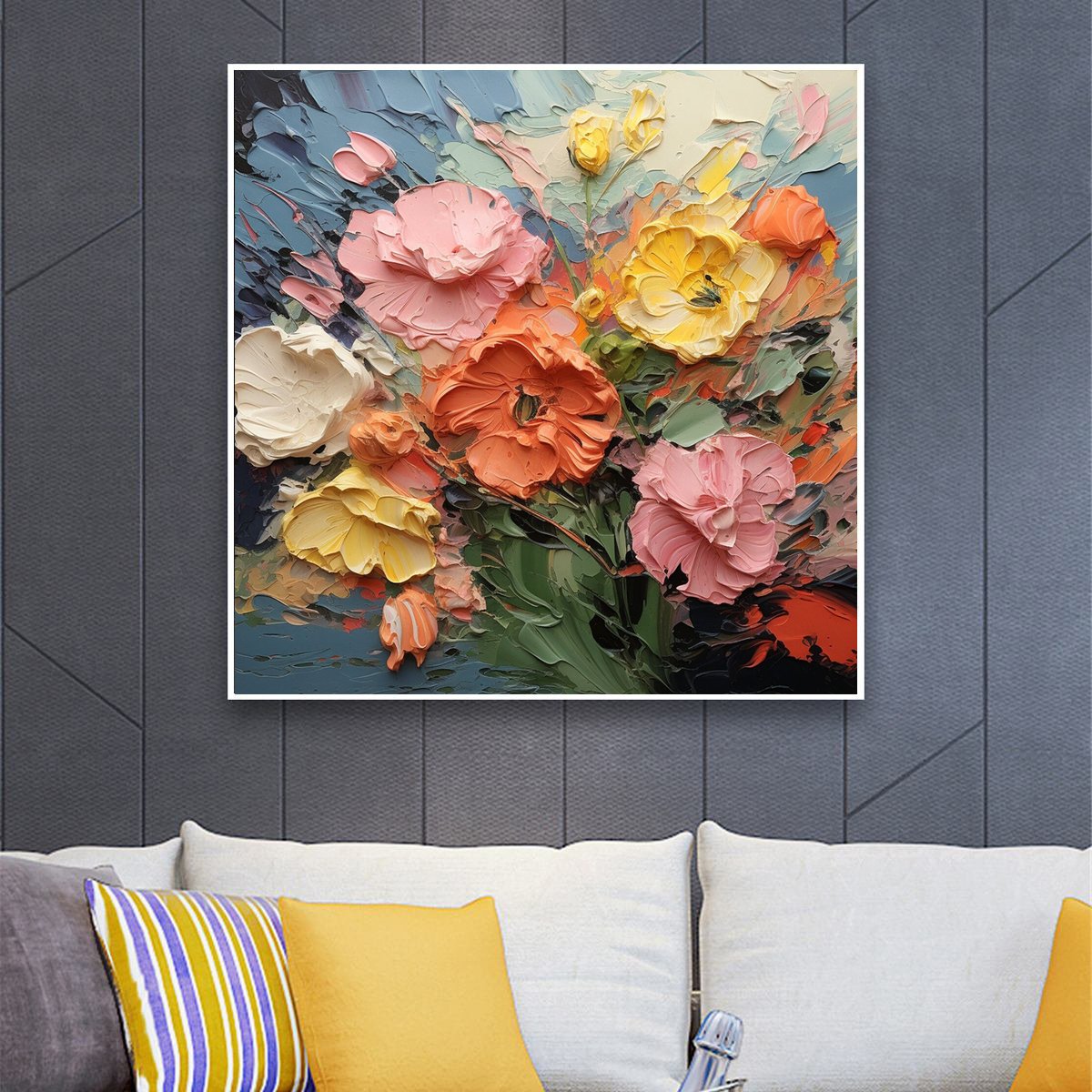 Bouquet Textured Oil Painting – Blooming Bouquet