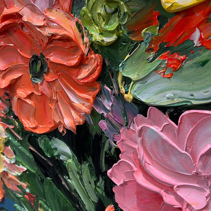 Bouquet Textured Oil Painting – Blooming Bouquet