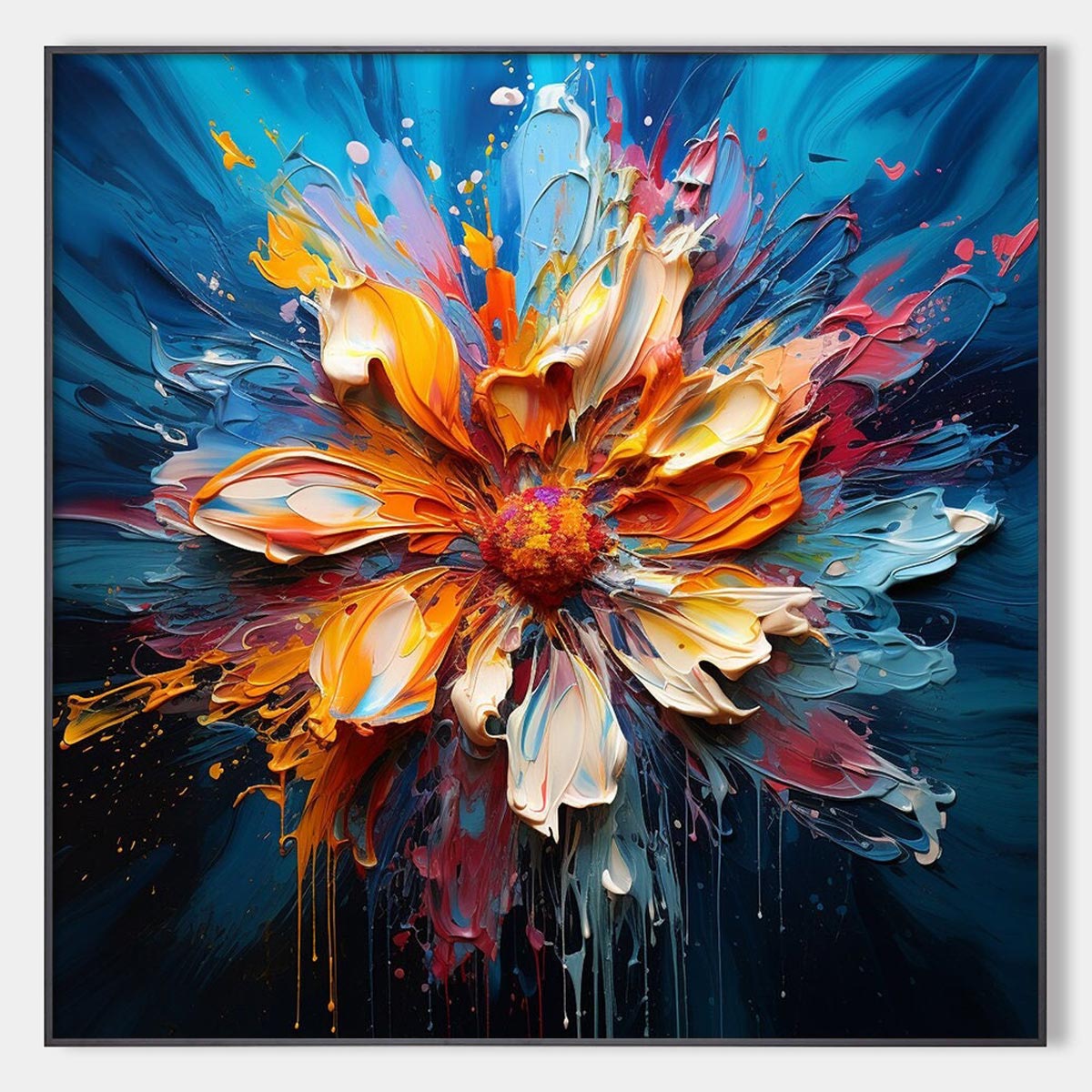 Blooming Burst – Floral Impasto Oil Painting, view 1
