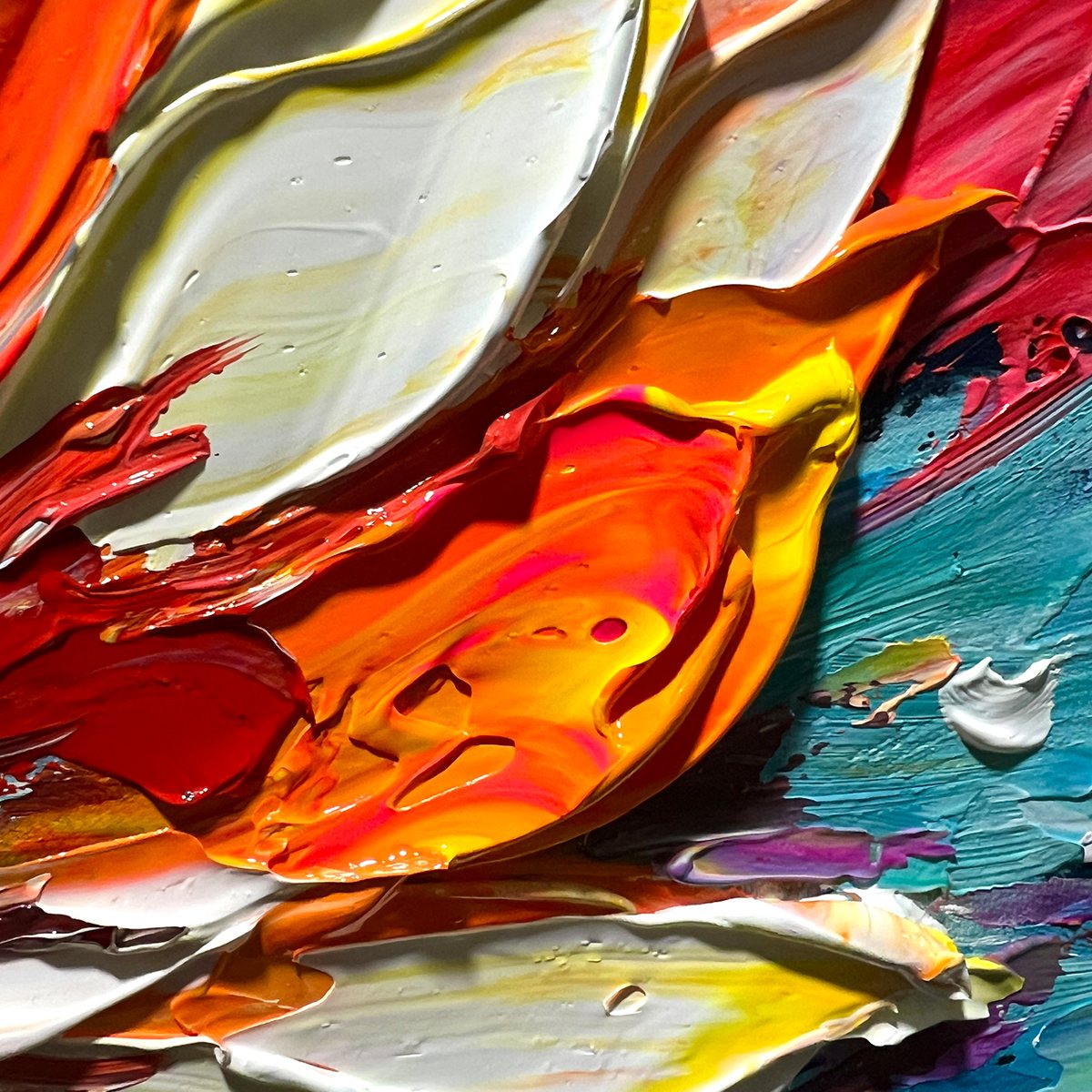 Blooming Burst – Floral Impasto Oil Painting, view 4