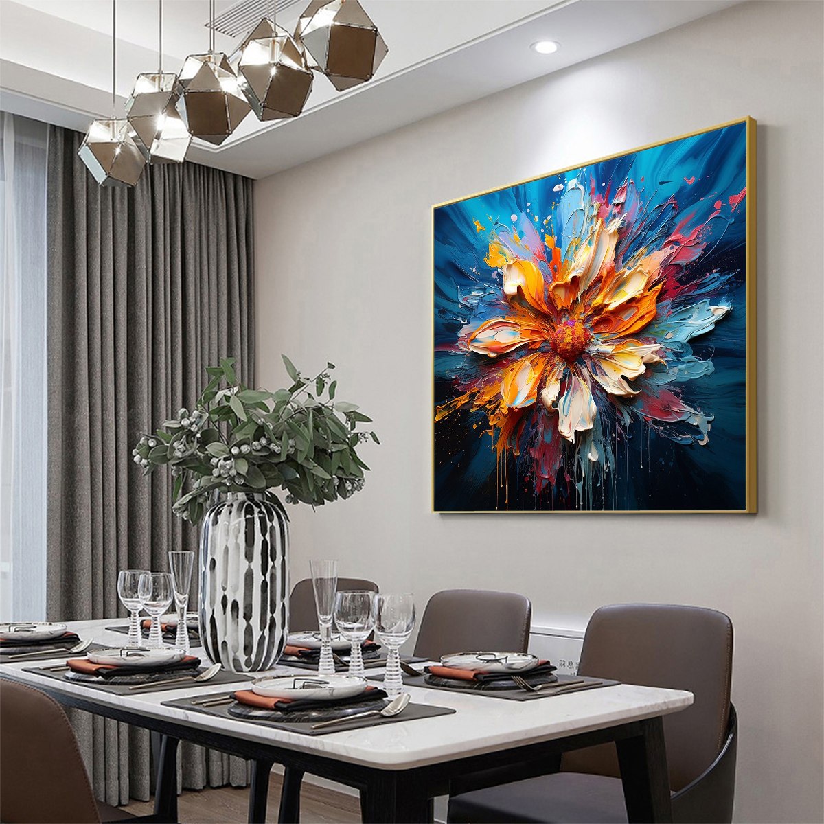 Impasto Floral Oil Painting – Blooming Burst