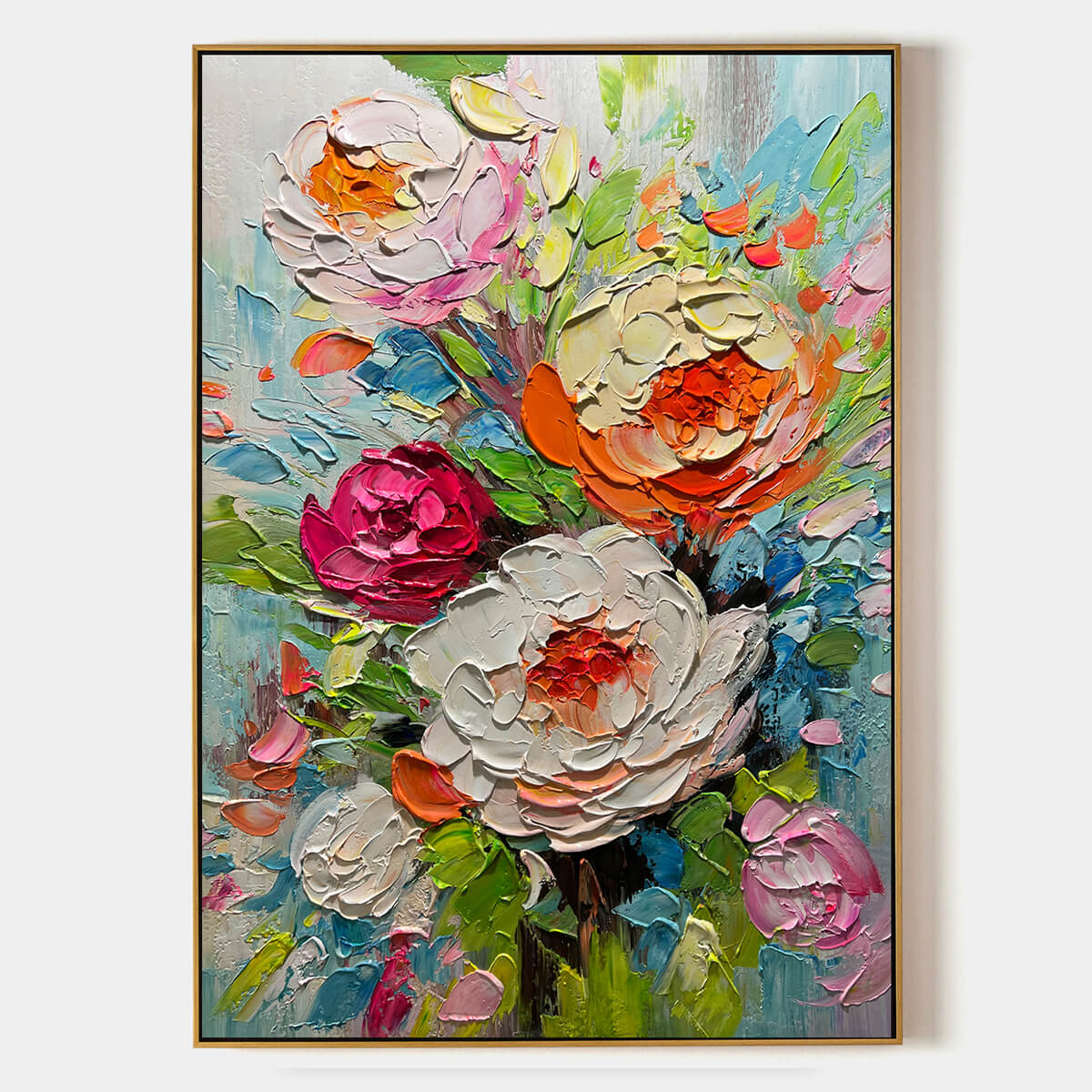 Blooming Rhapsody – Bouquet Impasto Oil Painting, view 1