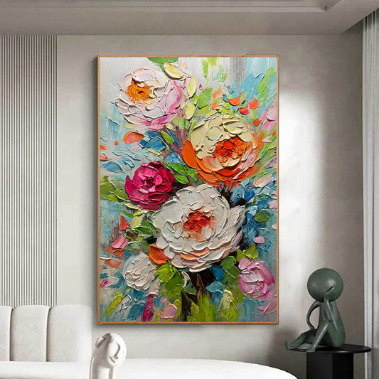 Blooming Rhapsody – Bouquet Impasto Oil Painting, view 2