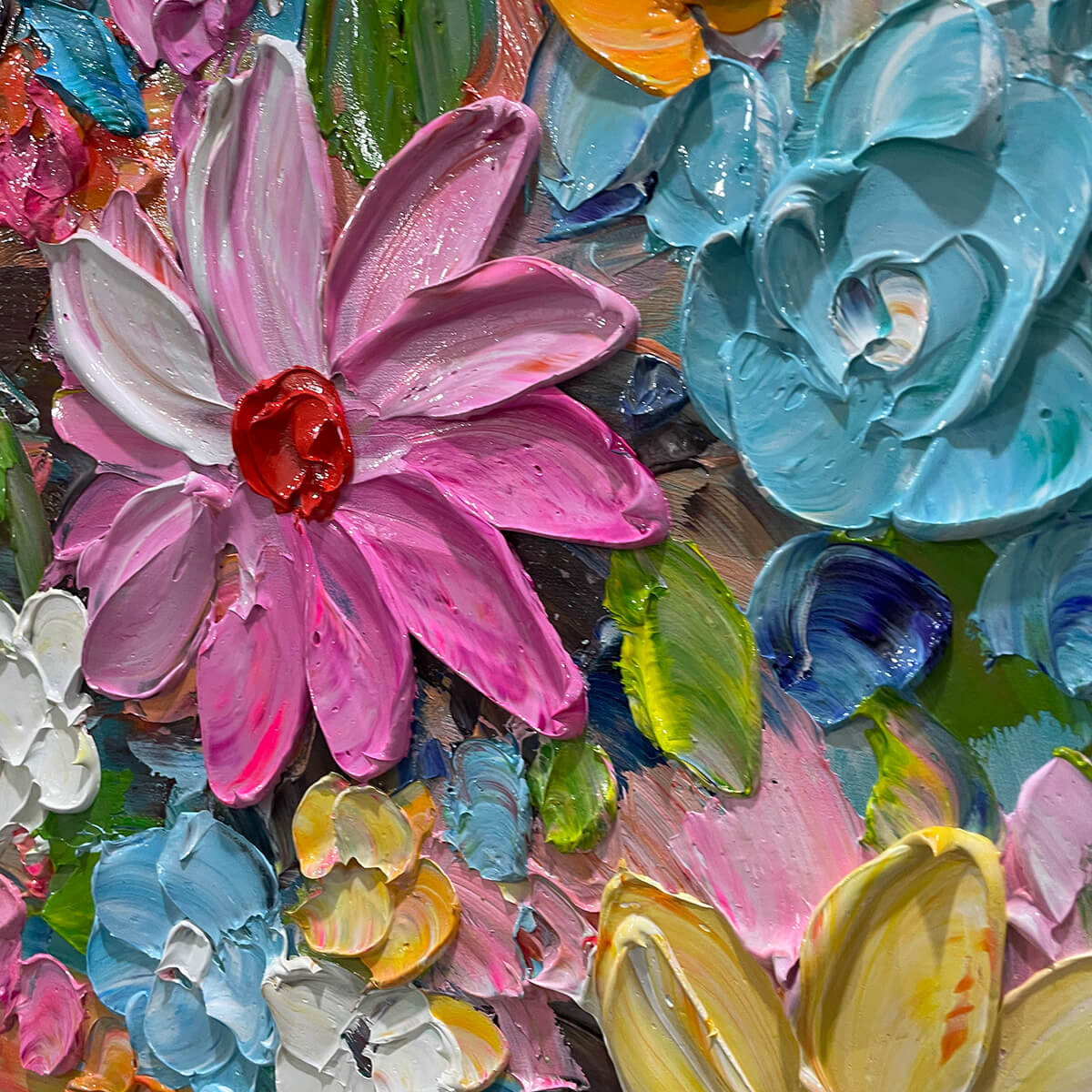 Colorful Floral Impasto Oil Painting – Blooming Rhapsody