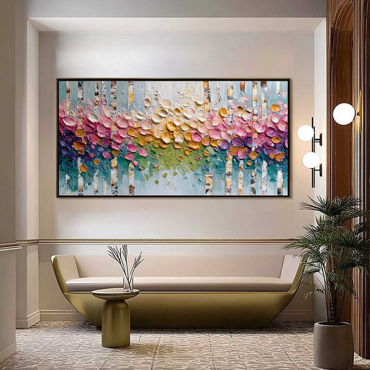 Blossoming Birch – Forest Impasto Painting, view 2