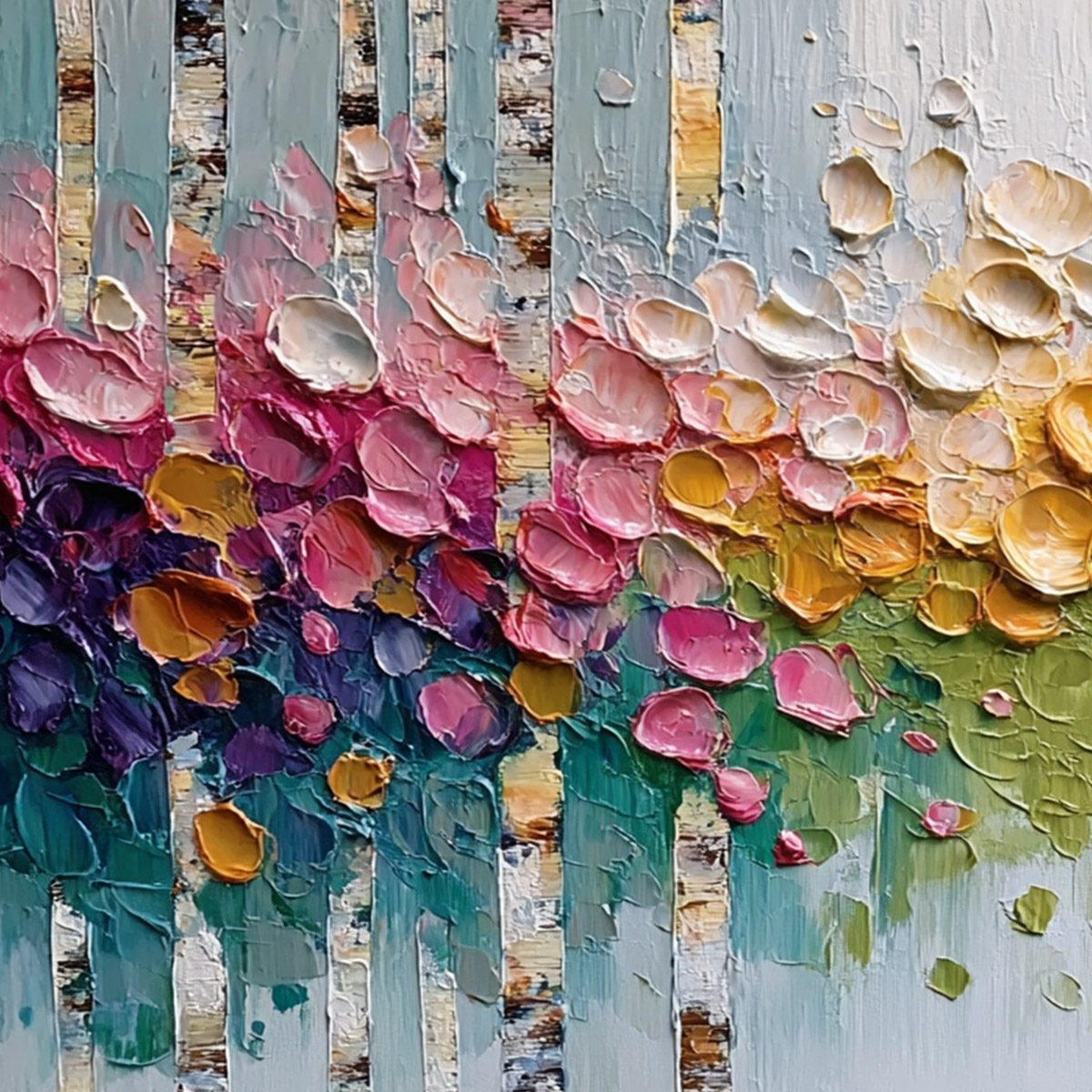 Blossoming Birch – Forest Impasto Painting, view 3