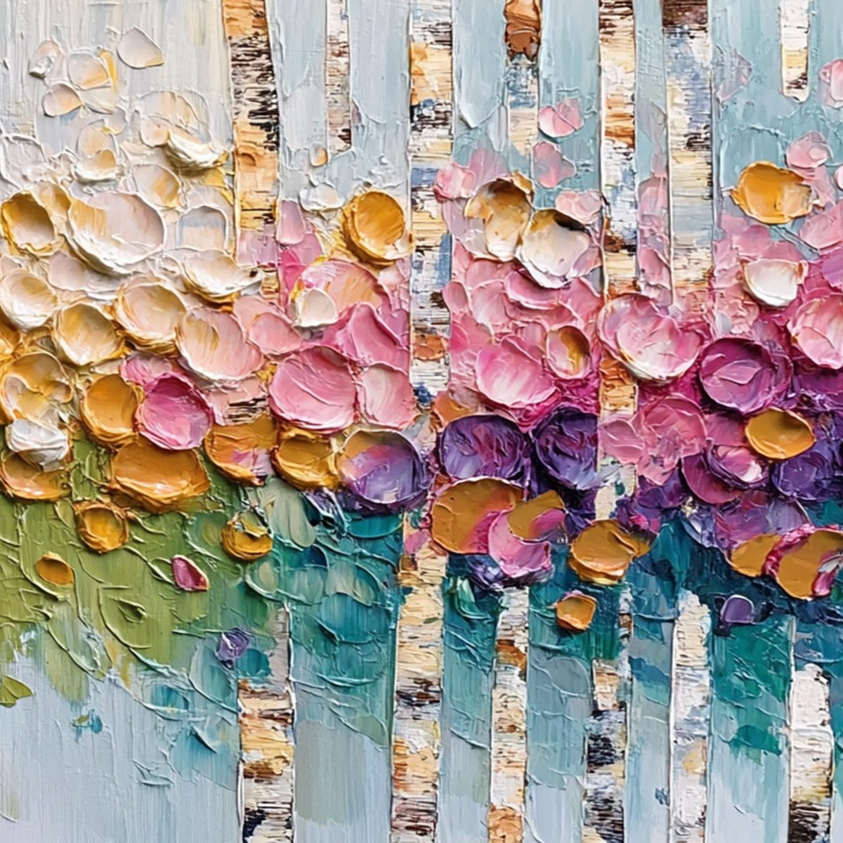 Blossoming Birch – Forest Impasto Painting, view 5
