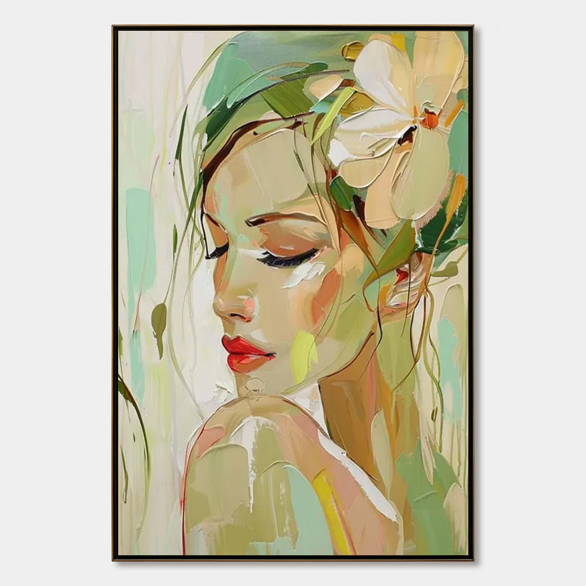 Blossoming Serenity – Figurative Oil Painting, view 1