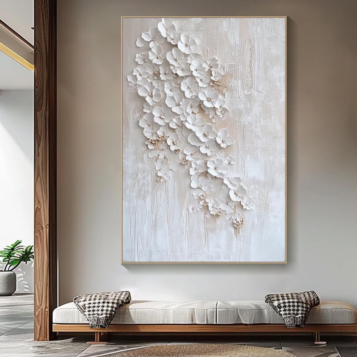 Blossom Cascade – Wabi-Sabi Floral Impasto Painting, view 5