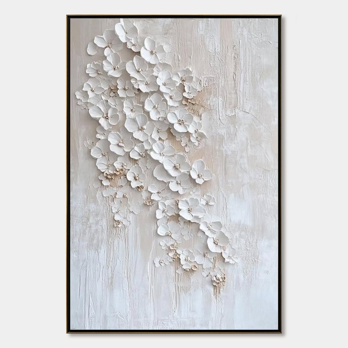 Blossom Cascade – Wabi-Sabi Floral Impasto Painting, view 1