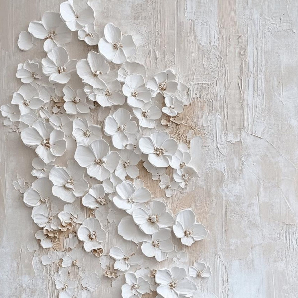 Blossom Cascade – Wabi-Sabi Floral Impasto Painting, view 4