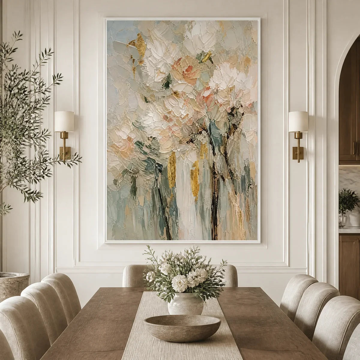 Blush Garden – Bouquet Textured Painting, view 5