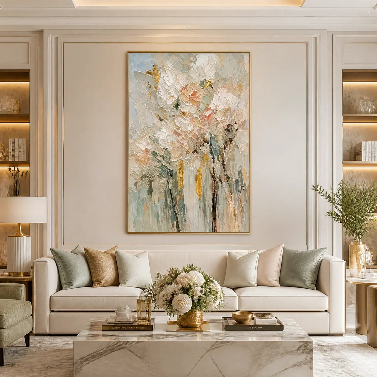 Blush Garden – Bouquet Textured Painting, view 2