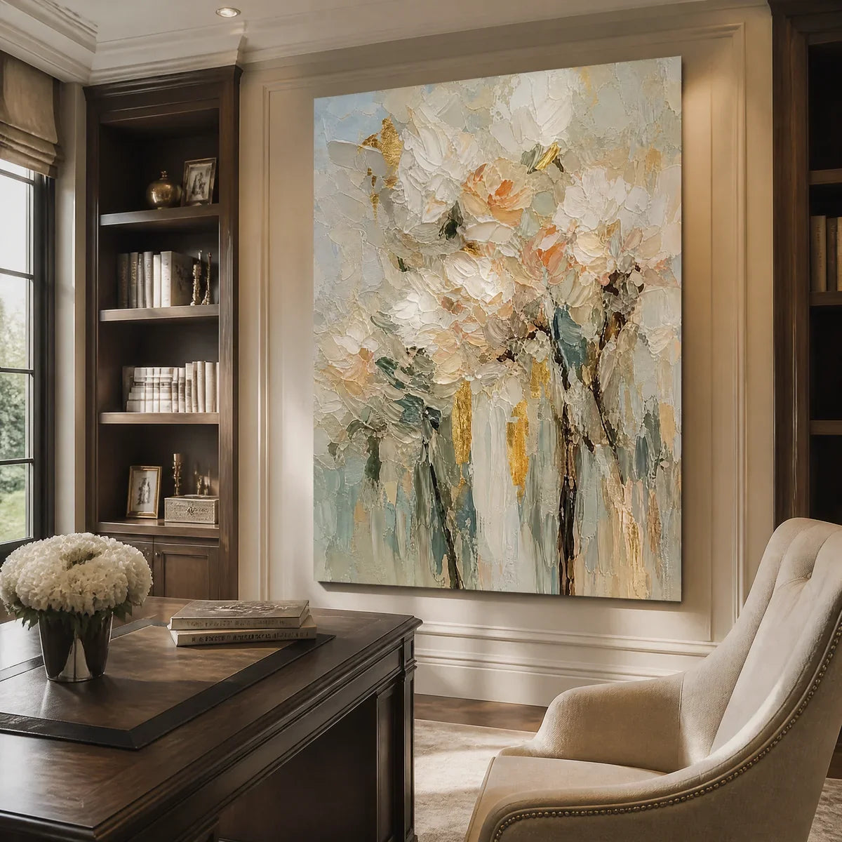 Blush and Pink Bouquet Textured Painting – Blush Garden