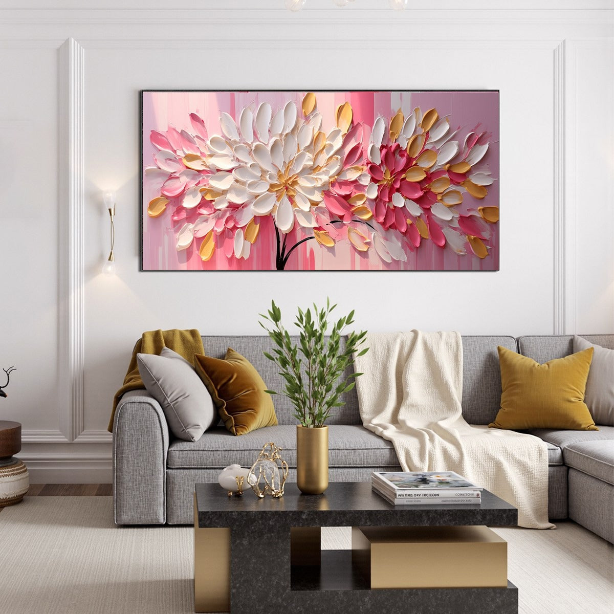 Blushing Blooms – Floral Impasto Oil Painting, view 5