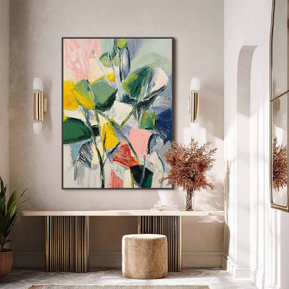 Colorful Abstract Wildflower Textured Oil Painting – Botanical Burst