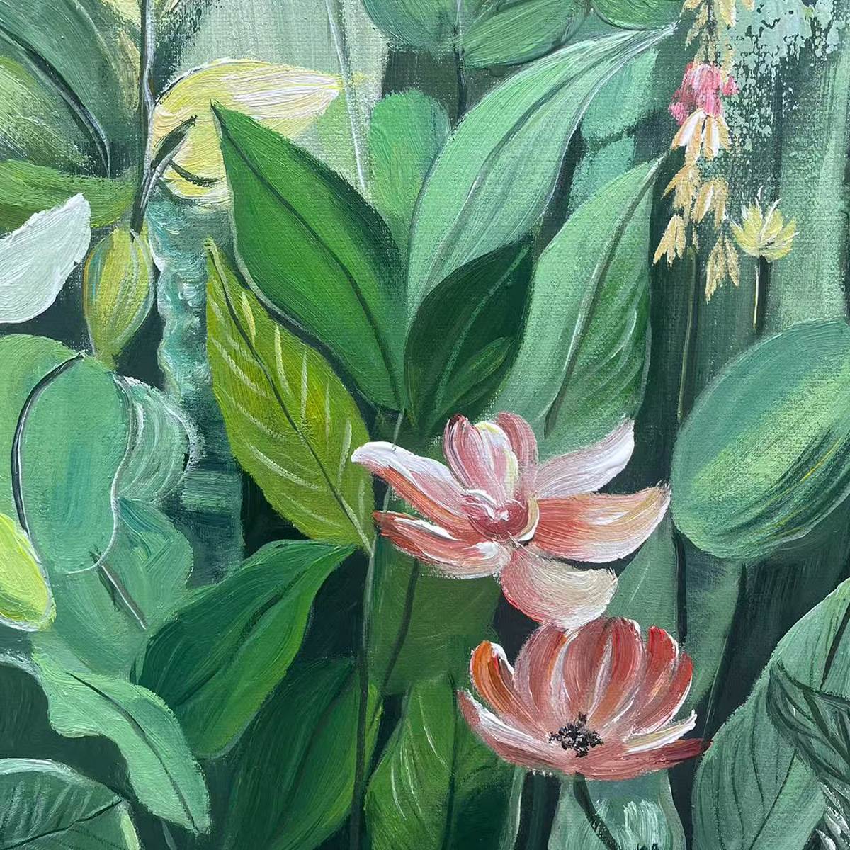 Green and Yellow Floral Painting – Botanical Garden