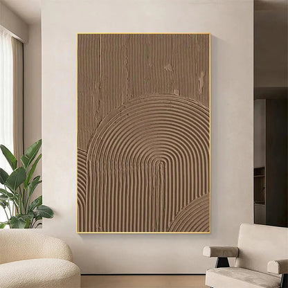 Brown Textured Arch – Wabi-Sabi Abstract Oil Painting, view 2