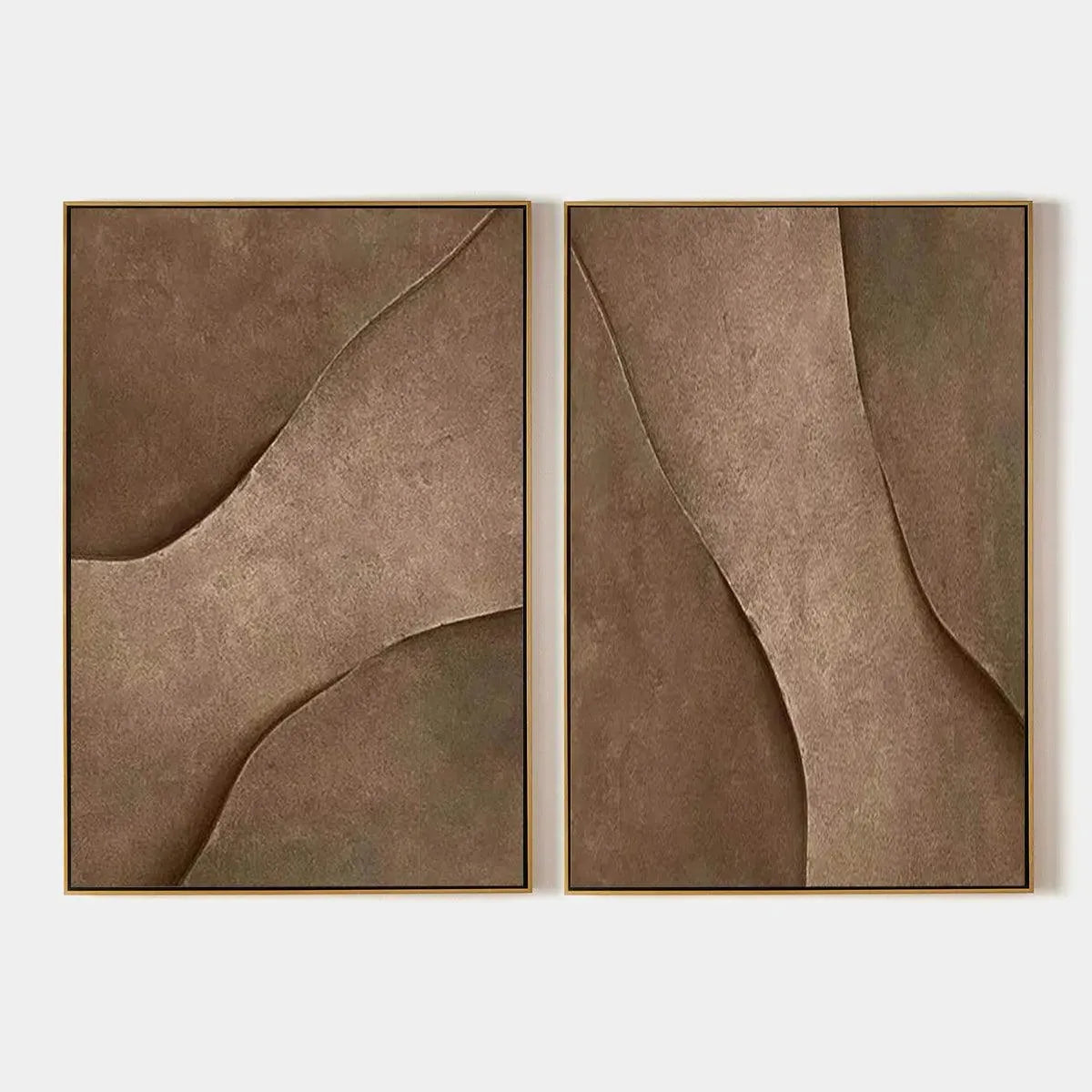 Brown Texture Duo – Wabi-Sabi Abstract Oil Painting, view 1