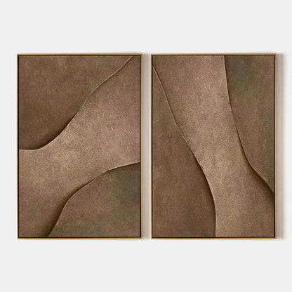 Brown Texture Duo – Wabi-Sabi Abstract Oil Painting, view 1