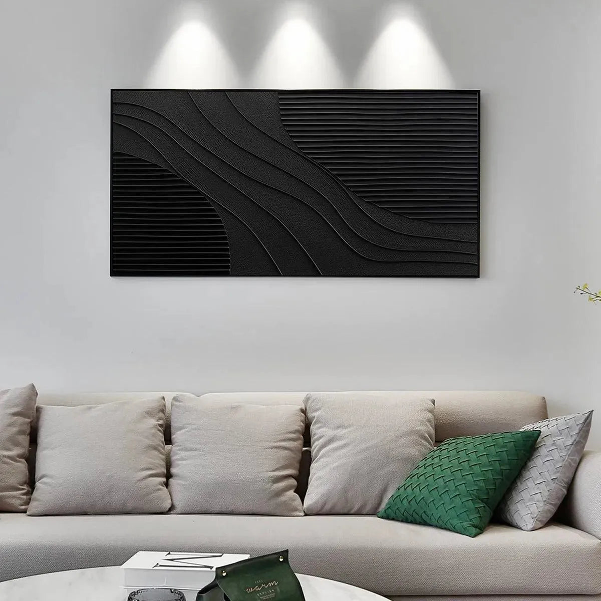 Black Wabi-Sabi Abstract Textured Oil Painting – Black Texture