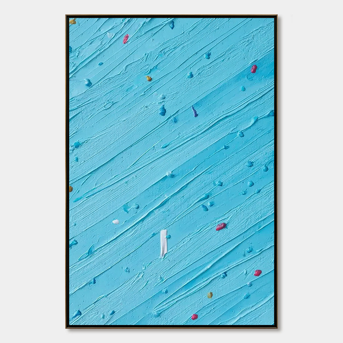 Candy Rain hand-painted ocean blue and ivory textured coastal abstract painting rolled canvas option