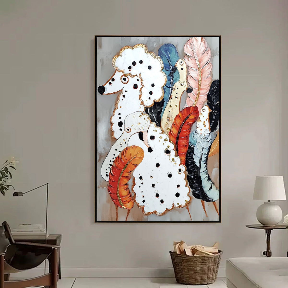Gold Abstract Bird Oil Painting – Canine Couture