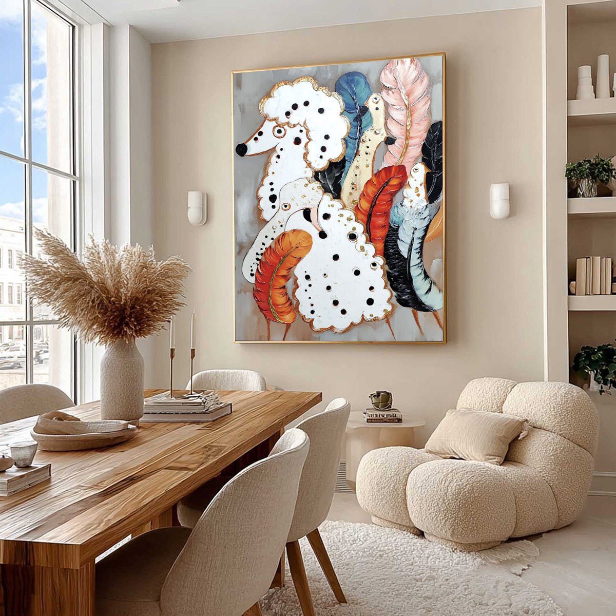 Gold Abstract Bird Oil Painting – Canine Couture
