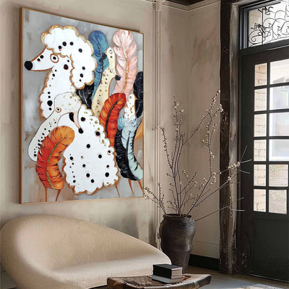 Gold Abstract Bird Oil Painting – Canine Couture