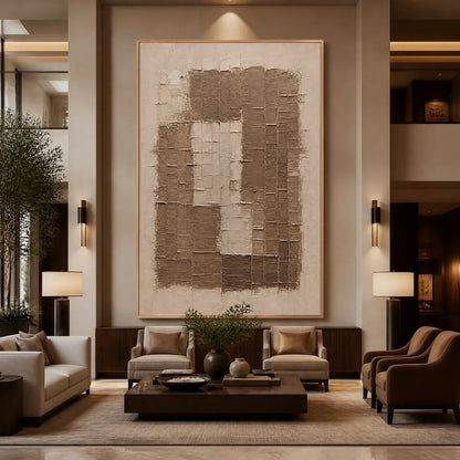 Beige Wabi-Sabi Architecture Oil Painting – Carved Sand