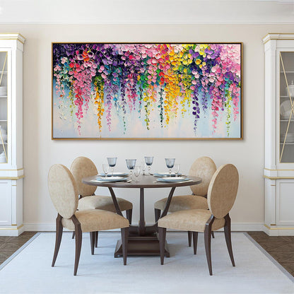 Large Floral Impasto Oil Painting – Cascade Of Color