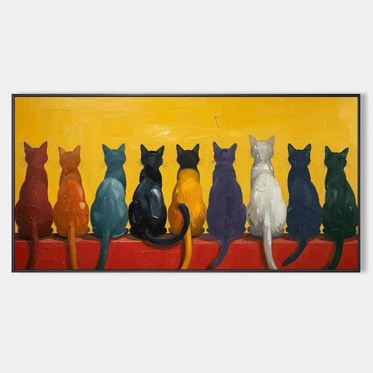 Cats In A Row – Cat Textured Oil Painting, view 1