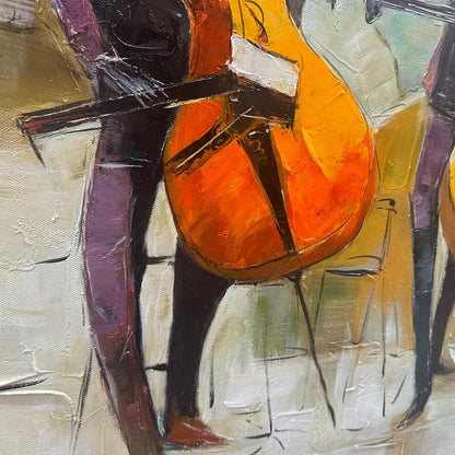 Cellos In Harmony – Figurative Textured Oil Painting, view 4