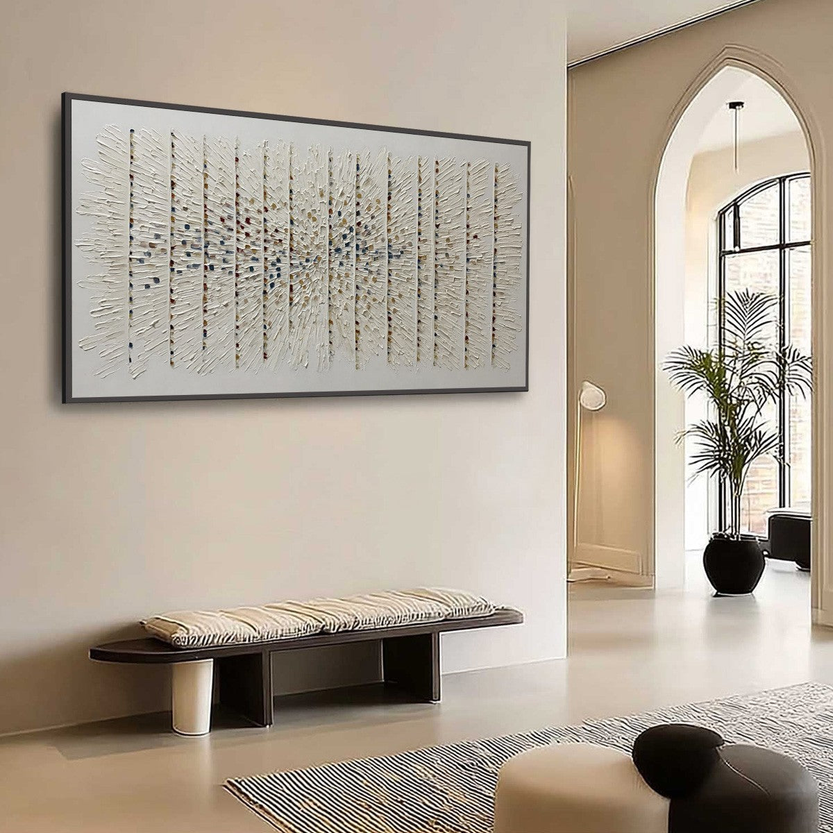 White Wabi-Sabi Floral Textured Oil Painting – Chroma Pulse
