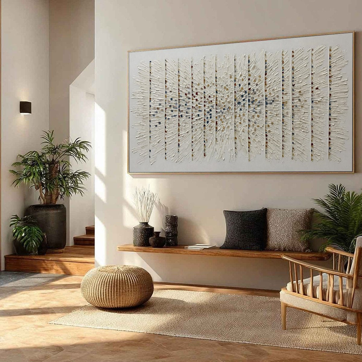 White Wabi-Sabi Floral Textured Oil Painting – Chroma Pulse