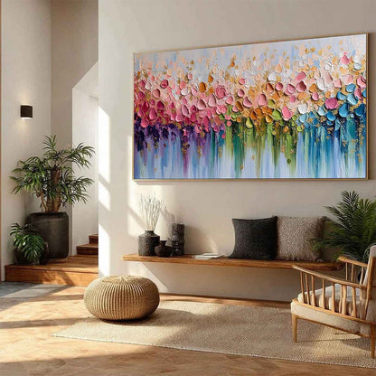 Colorful Abstract Floral Impasto Painting – Chromatic Bloom
