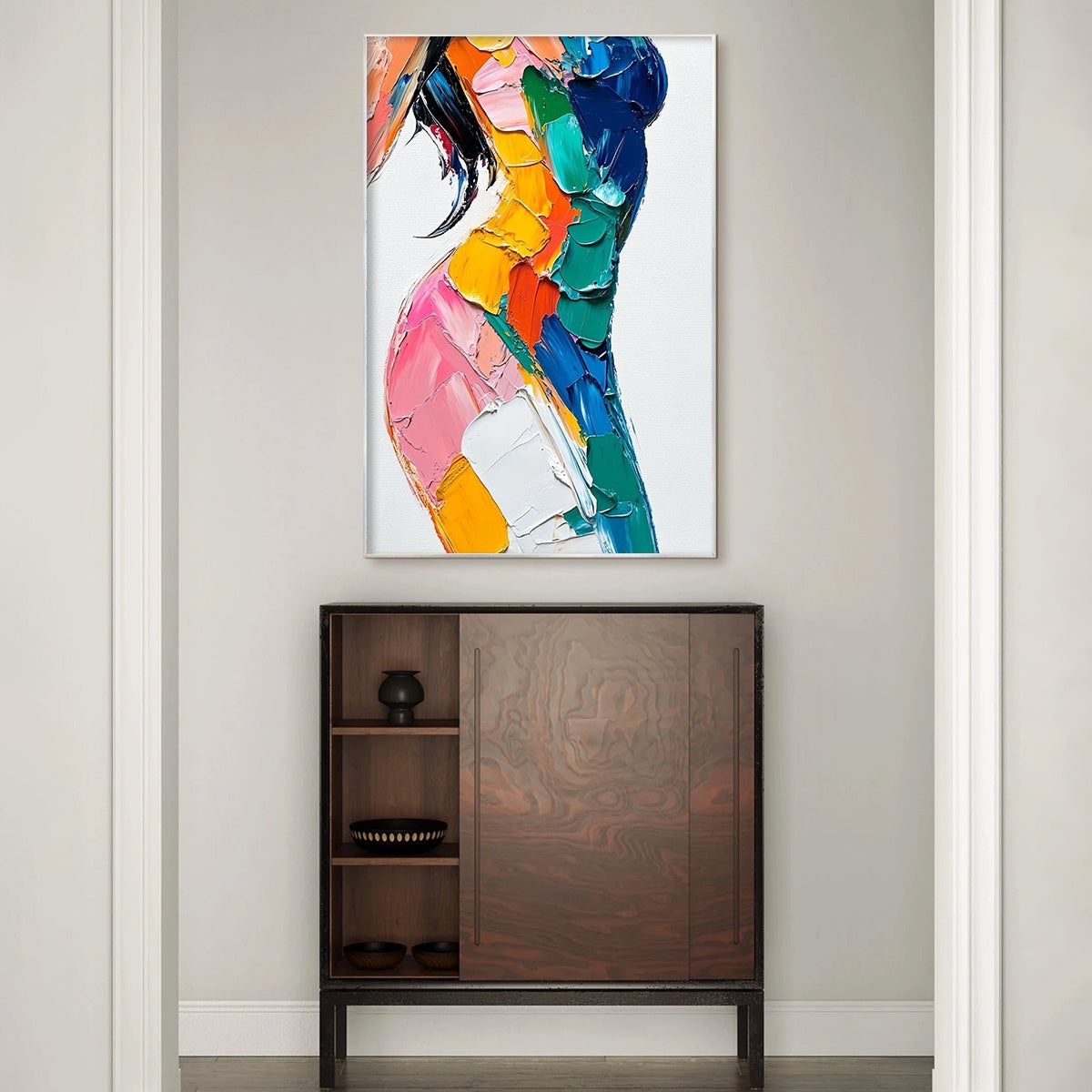 Abstract Figurative Impasto Oil Painting – Chromatic Figure