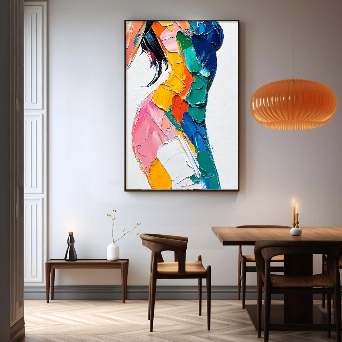 Abstract Figurative Impasto Oil Painting – Chromatic Figure