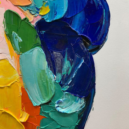 Abstract Figurative Impasto Oil Painting – Chromatic Figure