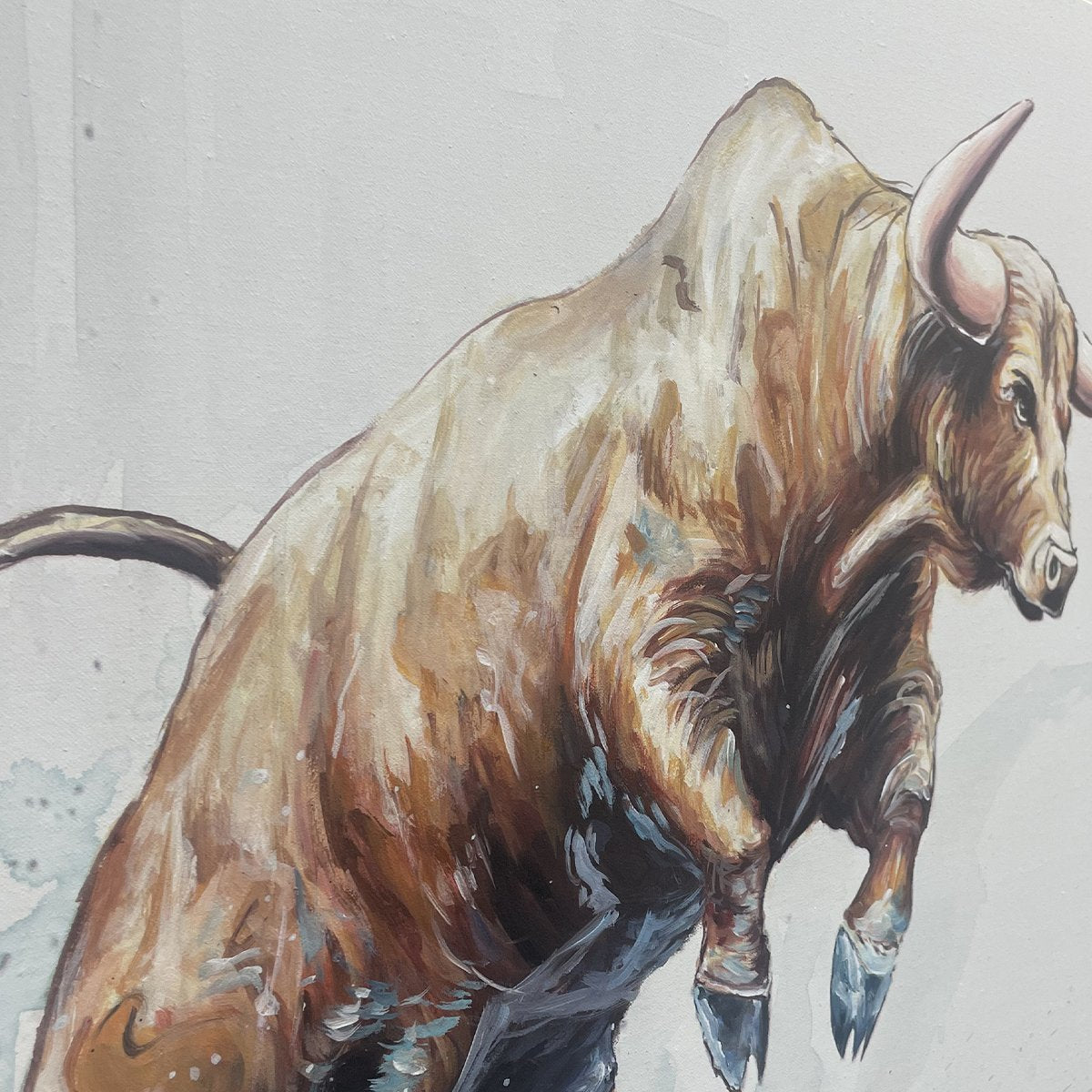 Abstract Bull and Bear Oil Painting – Clash Of Forces