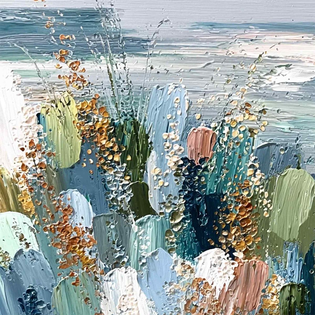 Coastal Bloom – Floral Impasto Oil Painting, view 3