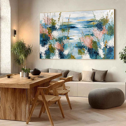Blush and White Coastal Impasto Painting – Coastal Bloom