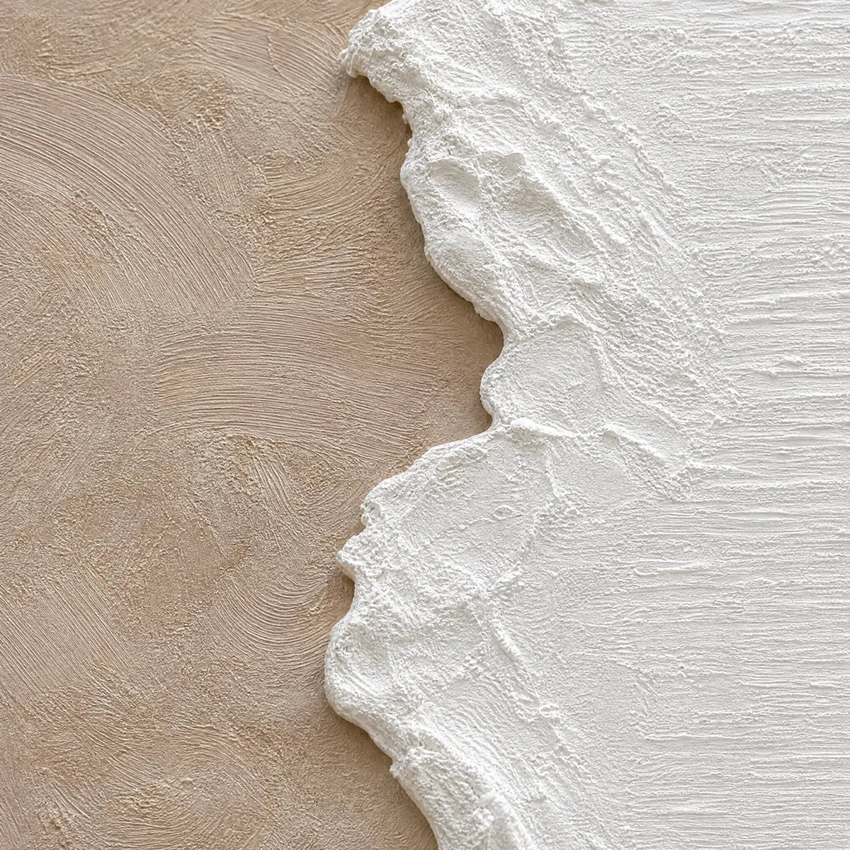 Coastal Calm hand-painted sand and ivory textured coastal abstract painting shown with gold frame