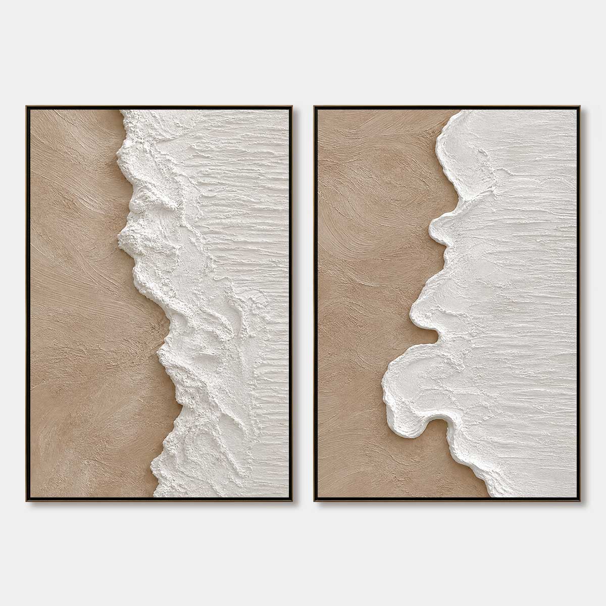 Coastal Calm hand-painted sand and ivory textured coastal abstract painting rolled canvas option