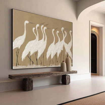 Wabi-Sabi Landscape Textured Oil Painting – Coastal Congregation