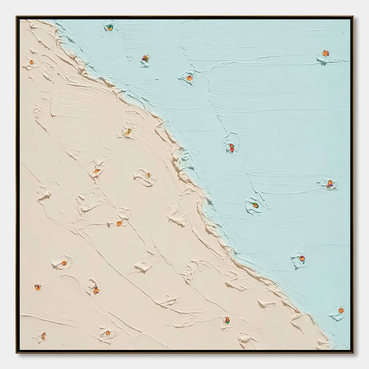 Coastal Daydream hand-painted sand and ivory textured coastal abstract painting rolled canvas option