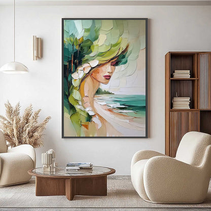 Coastal Muse – Figurative Impasto Oil Painting, view 2