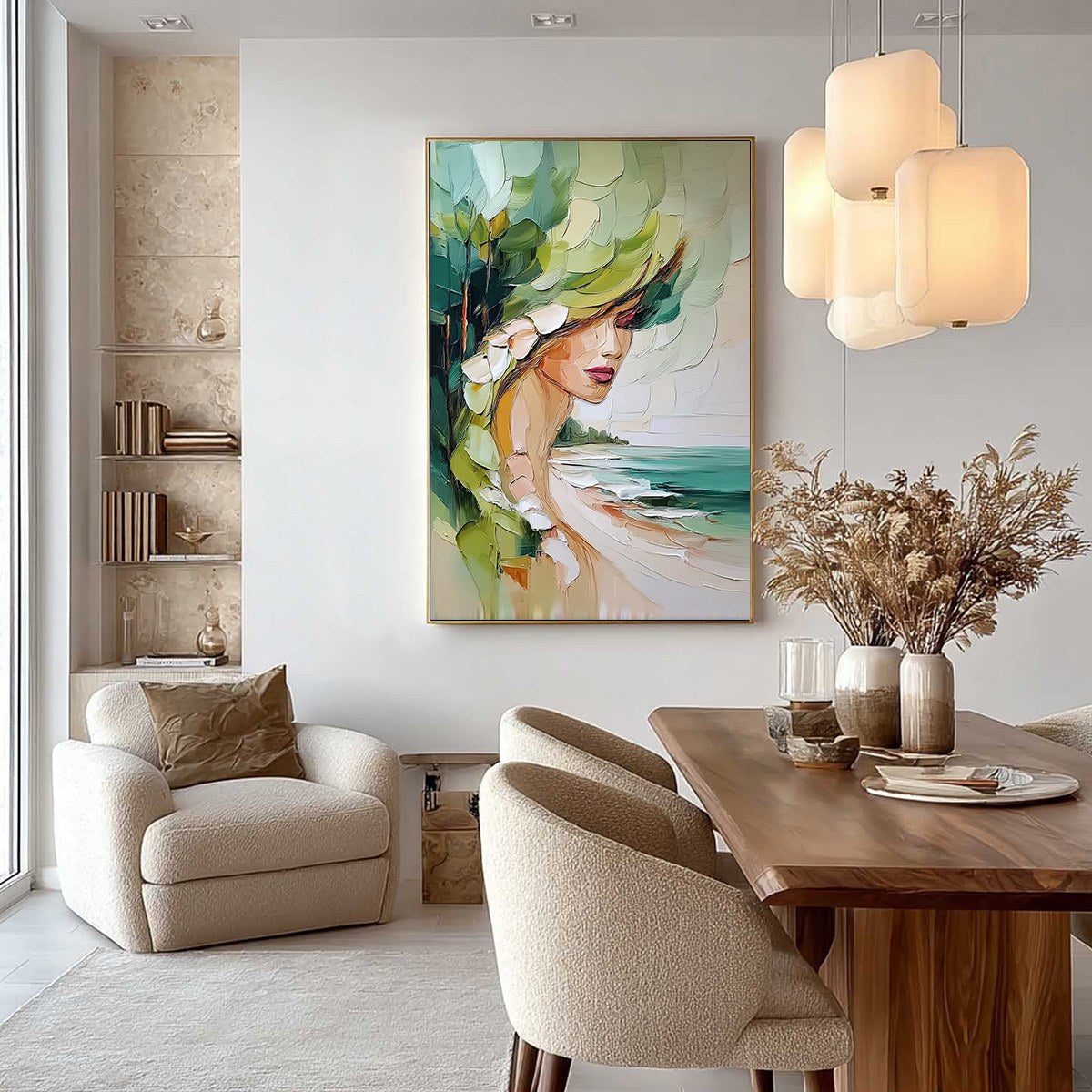 Coastal Muse – Figurative Impasto Oil Painting, view 4